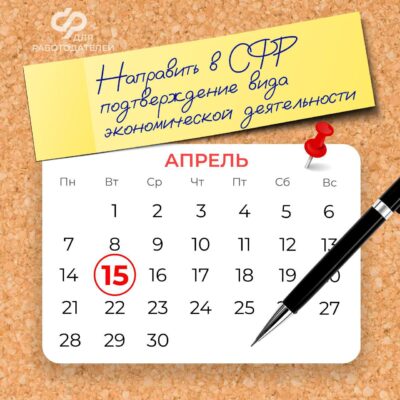 Ежегодно до 15 апреля все организации должны подтверждать свой основной вид экономической деятельности